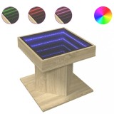 Cumpara ieftin Masuta de cafea cu LED stejar sonoma 50x50x45 cm lemn prelucrat