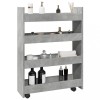 Carucior Depozitare Ingust 4 Niveluri Gri Beton Lemn, Roti Blocabile 60x20x82cm