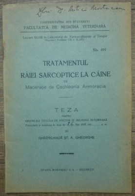 Tratamentul raiei sarcoptice la caine cu maceratie de Cochlearia Armoracia/ 1935 foto