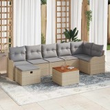vidaXL Set de canapea de grădină , cu 8 piese și perne bej din rattan sintetic.