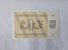 Lituania 1 Talonas 1991 Noua foto