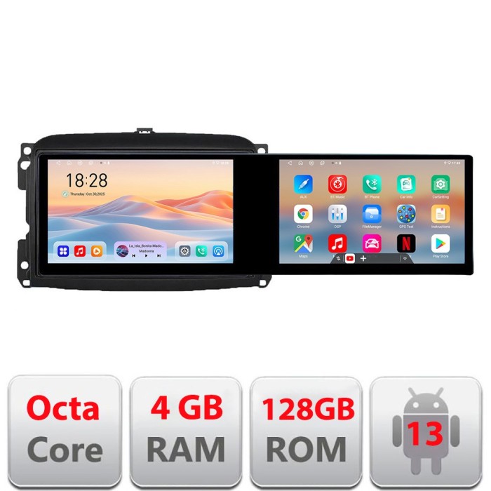 Navigatie Fiat 500L 2012-2017 Kit-500L Edotec 2 ecrane 8 core 4+128 21.6 inch Incell android Wifi 5Ghz gps internet C CarStore Technology