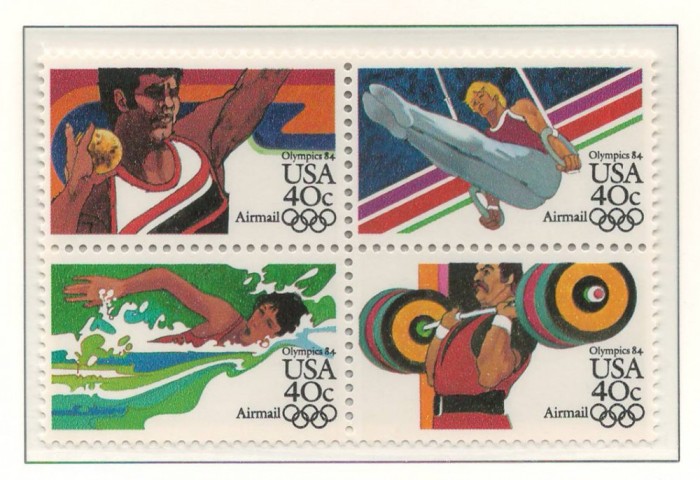 Statele Unite 1983 Mi 1622/25 A block MNH - JO de vara 1984, Los Angeles (I)