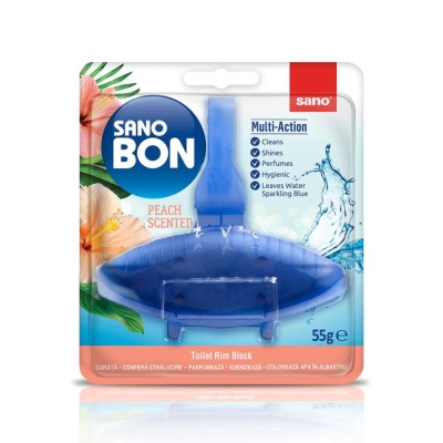Odorizant wc Sano Bon Blue Peach Multi-Action, solid, 55 g foto