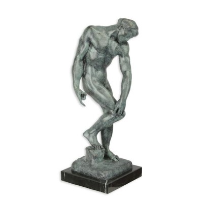 Adam- statueta din bronz pe un soclu din marmura BX-8 foto
