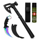 Set topor multifuncțional, cuțit Karambit și spray autoaparare DEPOX&reg;, 42 cm/110 ml/19 cm, husa inclusa