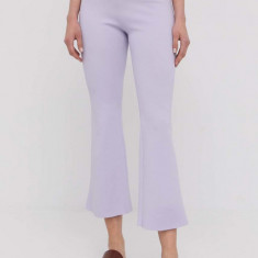 Liviana Conti pantaloni femei, culoarea violet, evazati, high waist