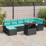 vidaXL Set de canapele pentru grădină cu pernă 8 pcs Negru Poli Rattan 3357069