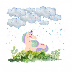 Sticker decorativ Unicorn, Roz, 65 cm, 1228ST