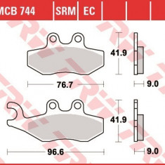 Set placute frana MCB744EC - Gilera DNA - Runner - Piaggio Fly - Beverly - X7 - X8 - X9 50-400cc - Peugeot Geopolis 125-400cc (etrier Heng Tong)