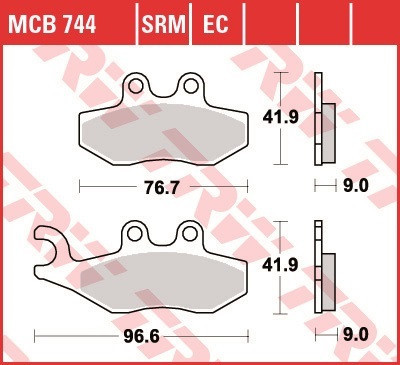 Set placute frana MCB744EC - Gilera DNA - Runner - Piaggio Fly - Beverly - X7 - X8 - X9 50-400cc - Peugeot Geopolis 125-400cc (etrier Heng Tong) foto