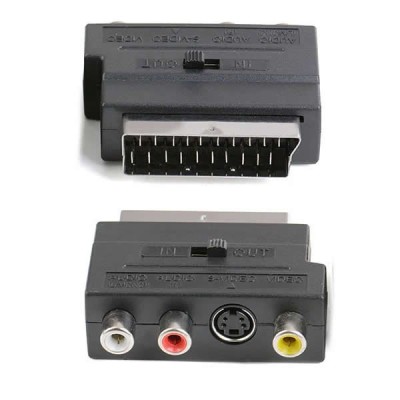 Mufa Scart AV, Active, convertor audio video bidirectional euroscart la 3 RCA si svideo mama foto