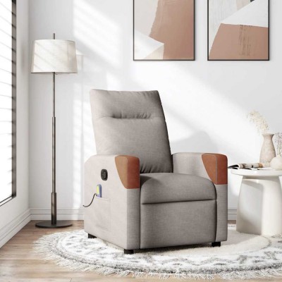 vidaXL Fotoliu de masaj rabatabil, gri taupe, material textil foto