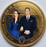 1 Dollar 2010 Cook Islands, Royal Engagement - William and Kate, 38,61 mm, capsula, gold plated