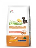 Cumpara ieftin Natural Trainer, Sensitive No Gluten Mini &amp; Toy Adult, Somon si Cereale Integrale, 2 kg