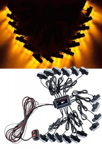 16 x 2 Led 12v Lumina de Avertizare de Urgenta Intermitenta Stroboscopica