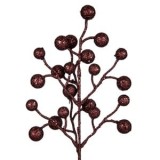 Ramură Decorativă Crăciun Maro Glitter 43 cm Pomușoare CMCLASS