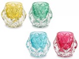 Set 4 suporturi lumanari sticla 7.5x6.5 cm