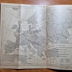 harta europa in anul 1789 - aparuta in anii '60-'70 - dimensiuni 23/20 cm