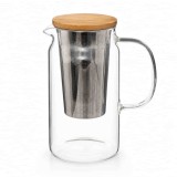 Ceainic din sticla termorezistenta, infuzor metalic si capac, 900 ML
