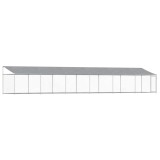 Cumpara ieftin Cusca caini cu acoperis si usa, gri, 12x2x2 m, otel galvanizat