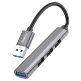 Cumpara ieftin Hub USB HOCO HB26, 4 porturi, 1 X USB 3.0 - 3 X USB 2.0, Gri Inchis