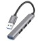 Hub USB HOCO HB26, 4 porturi, 1 X USB 3.0 - 3 X USB 2.0, Gri Inchis