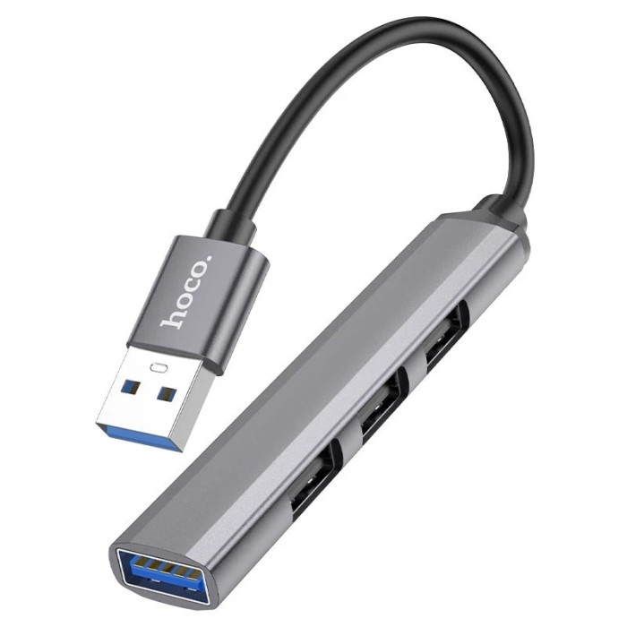 Hub USB HOCO HB26, 4 porturi, 1 X USB 3.0 - 3 X USB 2.0, Gri Inchis