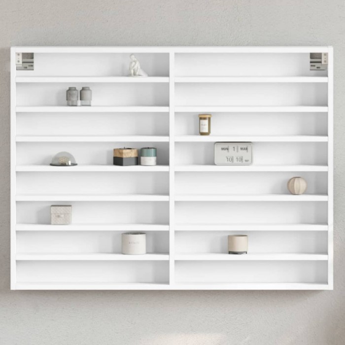 vidaXL Dulap cu vitrină, alb, 100x8,5x75 cm, lemn prelucrat 847933
