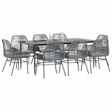 VidaXL Set de sufragerie de grădină de 9 piese sticlă poliratan gri 3334484
