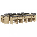 Set mobilier gradina cu perne, 15 piese, bej combinat poliratan