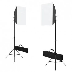 Kit foto studio,2 lumini softbox,trepiezi 200 cm,2x bec 40W + 2 genti transport