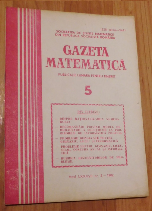 Gazeta matematica - Nr. 5 din 1982