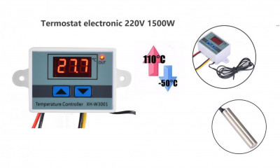 Termostat electronic digital Controler temperatura cu releu 220V 10A foto