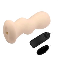 Masturbator Passion Lady Multispeed cu Glont Vibrator si Telecomanda, Natural, 15.5 cm