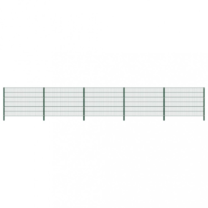 vidaXL Panou gard cu st&acirc;lpi, fier, verde, 8,5 x 1,2 m