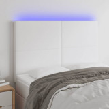Tablie de pat cu LED, alb, 144x5x118/128 cm, piele ecologica GartenMobel Dekor, vidaXL