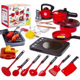 Accesorii bucatarie pentru copii set 36 piese plita inductie grill ceainic oale ustensile alimente, ProCart
