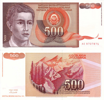 IUGOSLAVIA 500 dinara 1991 UNC!!! foto