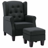 Cumpara ieftin Fotoliu cu taburet pentru picioare, gri inchis, material textil