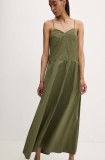 Answear Lab rochie culoarea verde, maxi, evazată
