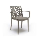 Scaun de grădină Trinity din plastic cu cotiere cappuccino