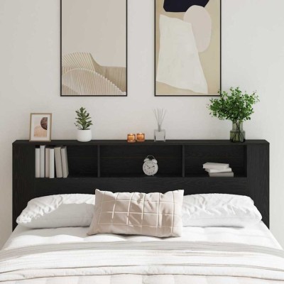 vidaXL Tablă de pat cu sertar Stejar negru 200 x 18,5 x 104,5 cm 862760 foto
