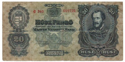 Ungaria 20 Pengo 1930 P-97 Seria 009725 foto