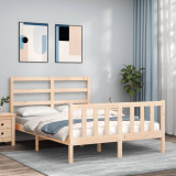 Cadru de pat cu tablie, dublu, lemn masiv