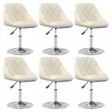 VidaXL Scaune de sufragerie pivotante 6 buc, crem, catifea 3088768
