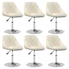 vidaXL Scaune de sufragerie pivotante 6 buc, crem, catifea 3088768