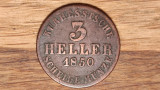 Germania state - Hesse - piesa rara - 3 heller 1850 - Friedrich Wilhelm I, Europa