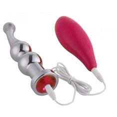 Vibrator Anal Metalic cu Telecomanda, 10 Moduri Vibratii, 15 cm, Guilty Toys