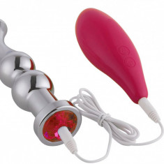 Vibrator Anal Metalic cu Telecomanda, 10 Moduri Vibratii, 15 cm, Guilty Toys